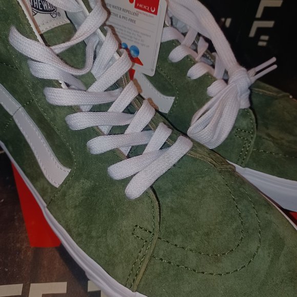 Vans Men's 11 Sk8-Hi Pig Suede Grape Leaf Green/White VN0A4BVT50K - Picture 7 of 14